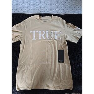 NWT True Religion Mens Beige True Crystal‎ Face Mens Shirt Small